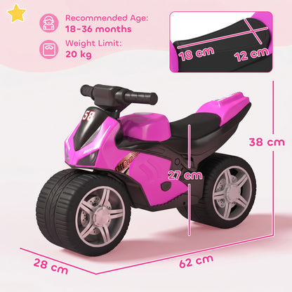 Balance Bike with Music Extra-Wide Wheels Toddler Bike for Boys Girls Pink