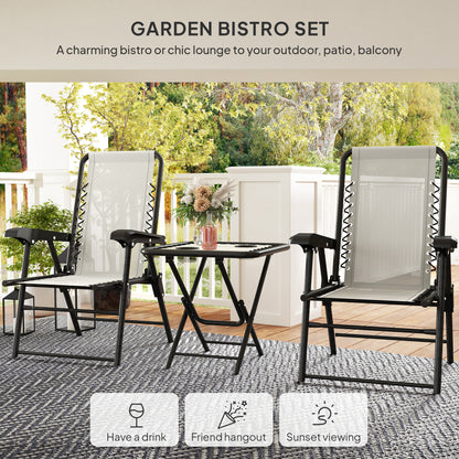 Three-Piece Garden Table and Chair Set - Cream White