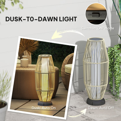 Garden Rattan Lamp, 72 cm Tall Solar Rattan Floor Lamp, Solar Garden Light with Auto On/Off LED, IP44 for Outdoor, Porch