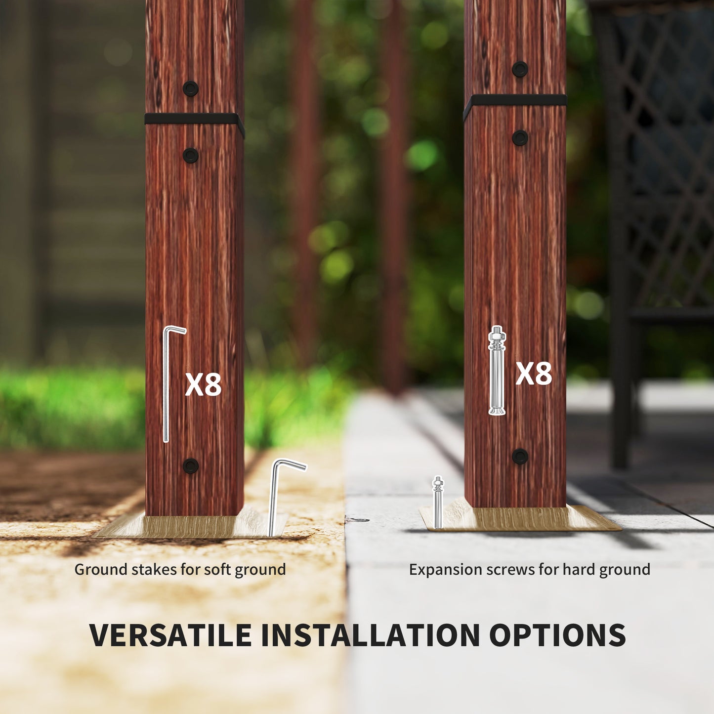 3 x 3 m Retractable Roof Pergola - Natural Wood Finish