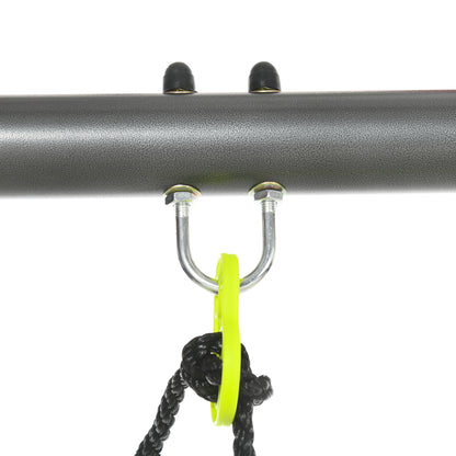 Metal Garden Swing Set with Double Swings, Glider, Swing Seats - Green
