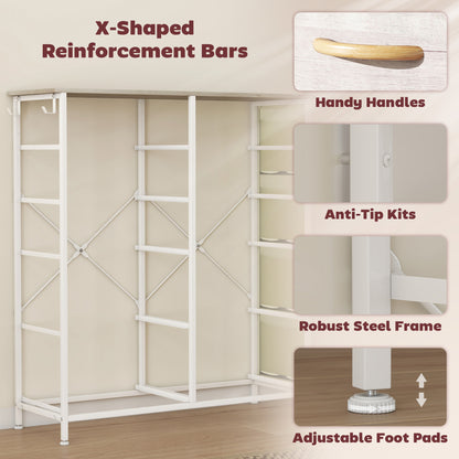 Chest of Ten Fabric Drawers - Natural Wood Finish