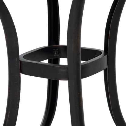 Cast Aluminium Bistro Table, Outdoor Square Side Table with Umbrella Hole, Garden Table for Balcony, Bronze Tone