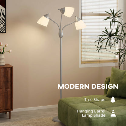 Arc Tree Floor Lamp with 3 Adjustable Rotating Lights and 3000K/4500K/6500K Colour Temperatures, Silver Tone