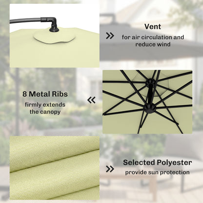 3m Overhanging Parasol, with Base, Weights and Cover - Beige