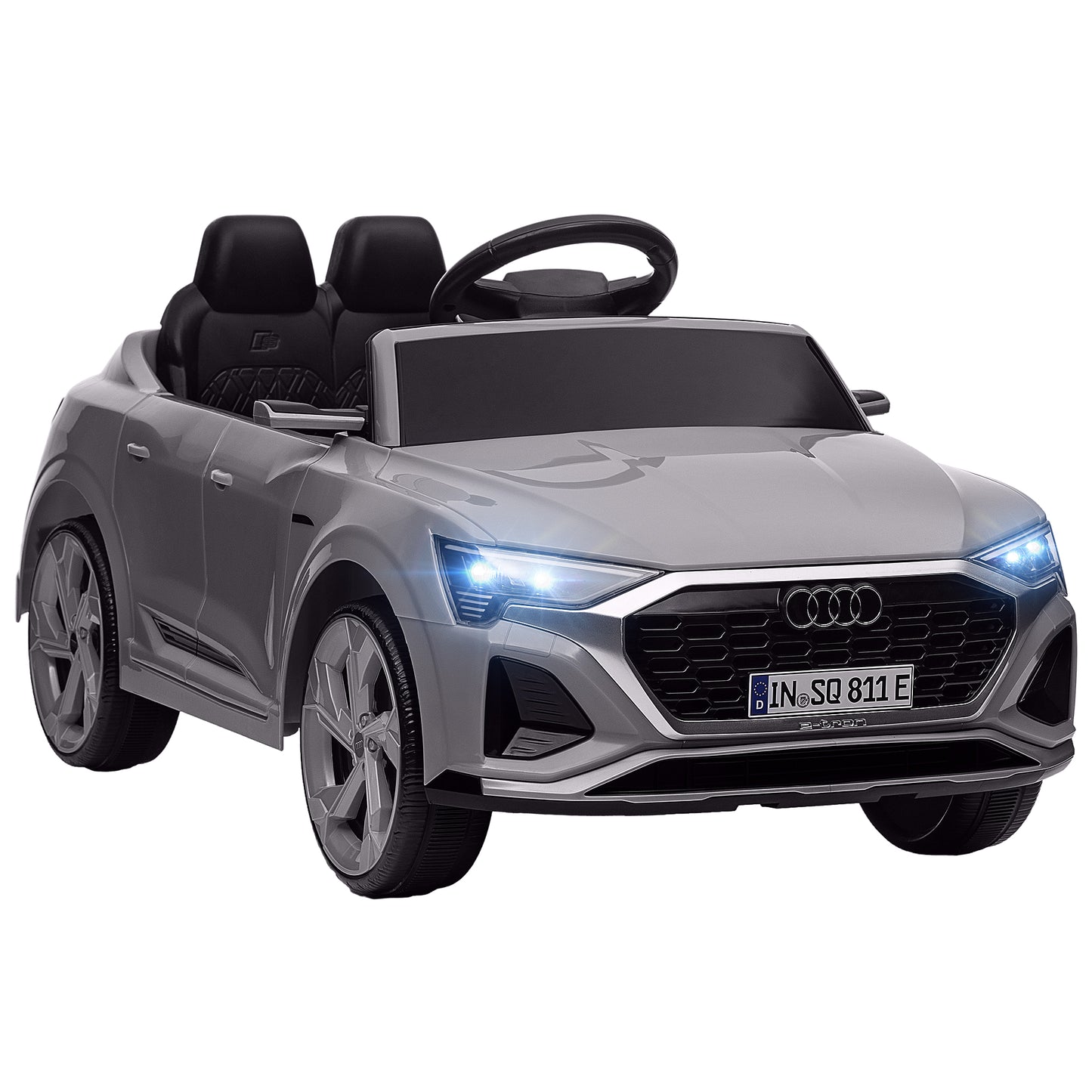 Audi Q8 e-tron Sportback Licensed 12V Ride on Car w/ Remote, 4 Spring Suspension Wheels, Headlamps, Music, Horn - Grey