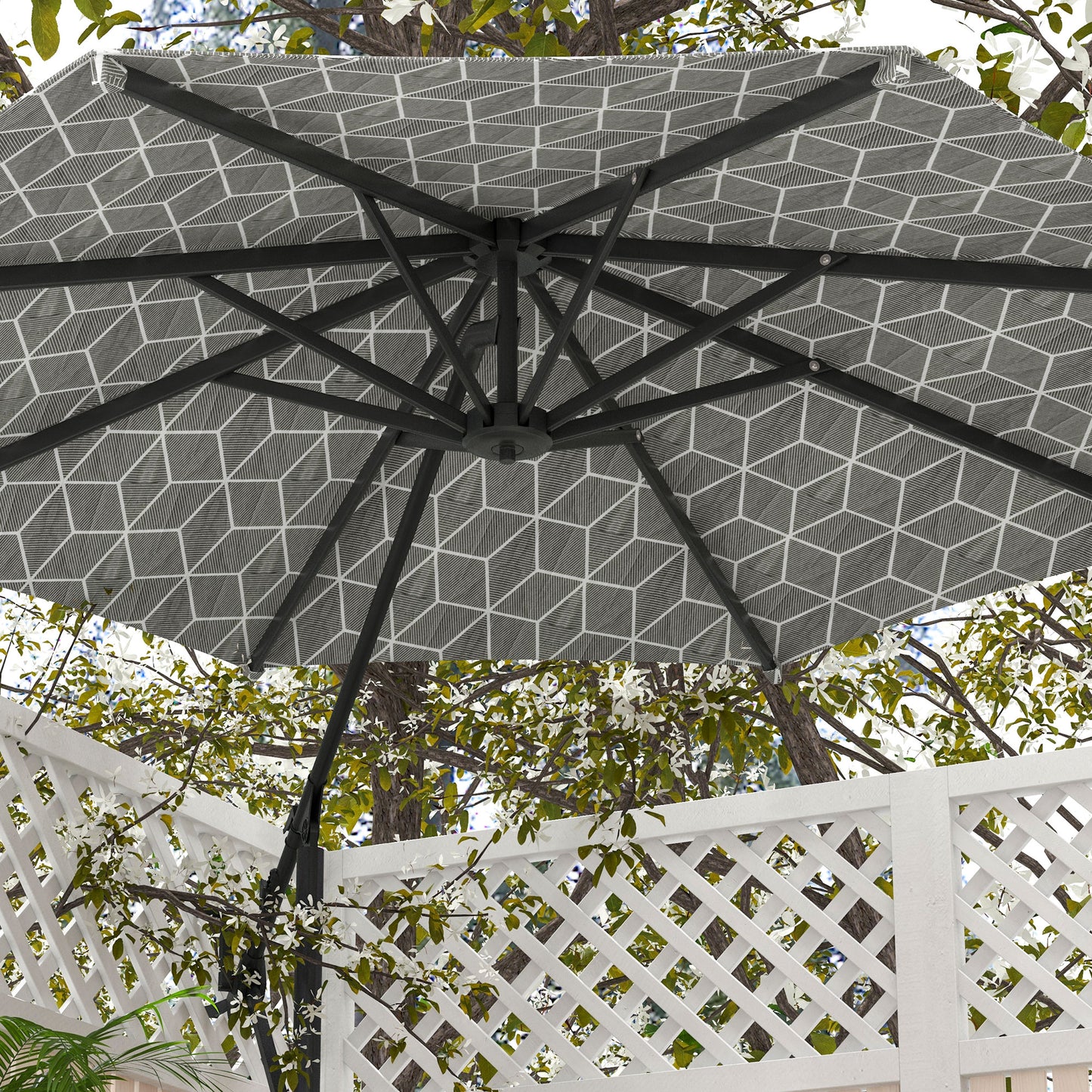 3(m) Convertible Cantilever Parasol and Centre-post Garden Parasol with Cross Base, 360° Rotation Banana Parasol