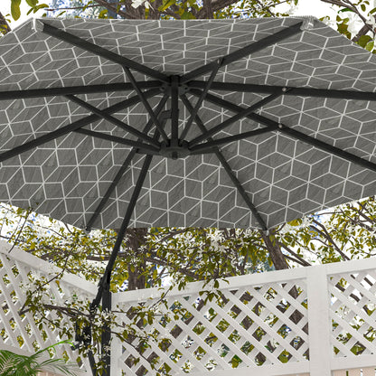 3(m) Convertible Cantilever Parasol and Centre-post Garden Parasol with Cross Base, 360° Rotation Banana Parasol
