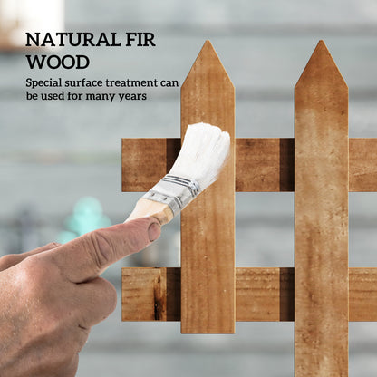 Pack of 12 Wooden Border Fences, Garden Fixed Picket Fence for Lawn Edging, Flowerbed, 60L x 1D x 34H cm, Brown
