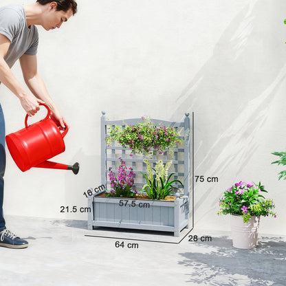 Garden Planters with Trellis for Climbing Vines, Wood Raised Beds for Garden, Flower Pot, Indoor Outdoor, Grey