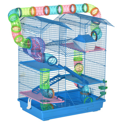 Hamster Cage, 5 Tier Carrier Habitat with Exercise Wheels Tunnel Tube Water Bottle Dishes House Ladder