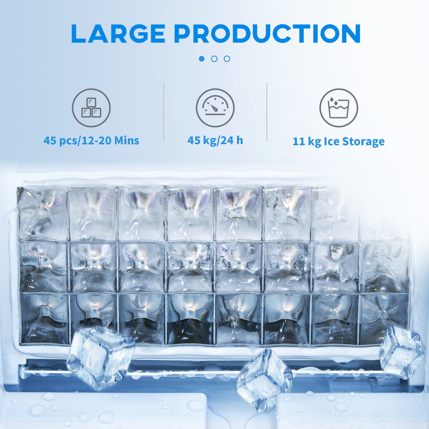 Commercial Ice Maker Machine, Freestanding Stainless Steel Ice Machine with Self-Cleaning, LCD Display