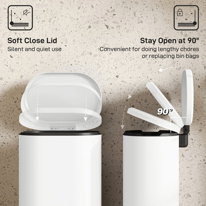 30 L Modern Curved Kitchen Bin - Cream