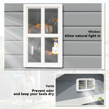 6x4.5ft Garden Storage Shed, Lockable Shed for Small Terraced Gardens with Double Doors, Window, Vent and Plastic Roof