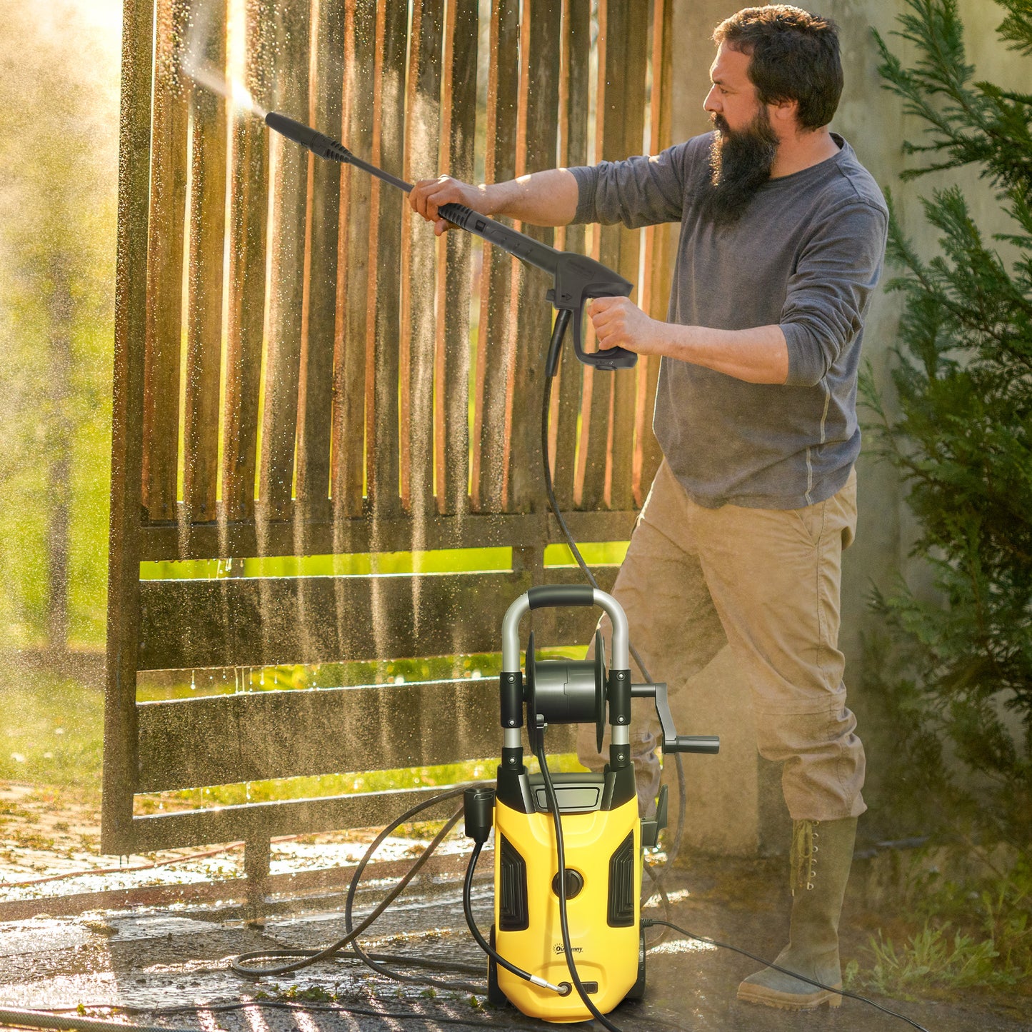 1800W High Pressure Washer, 150 Bar Pressure, 420 L/h Flow, Portable Power Washer Jet Wash Cleaner with Adjustable Nozzle