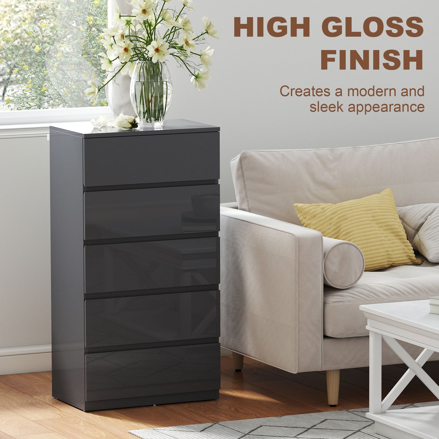 Chest of Drawers, 5-Drawer Storage Cabinets, Modern Dresser, Storage Drawer Unit for Bedroom