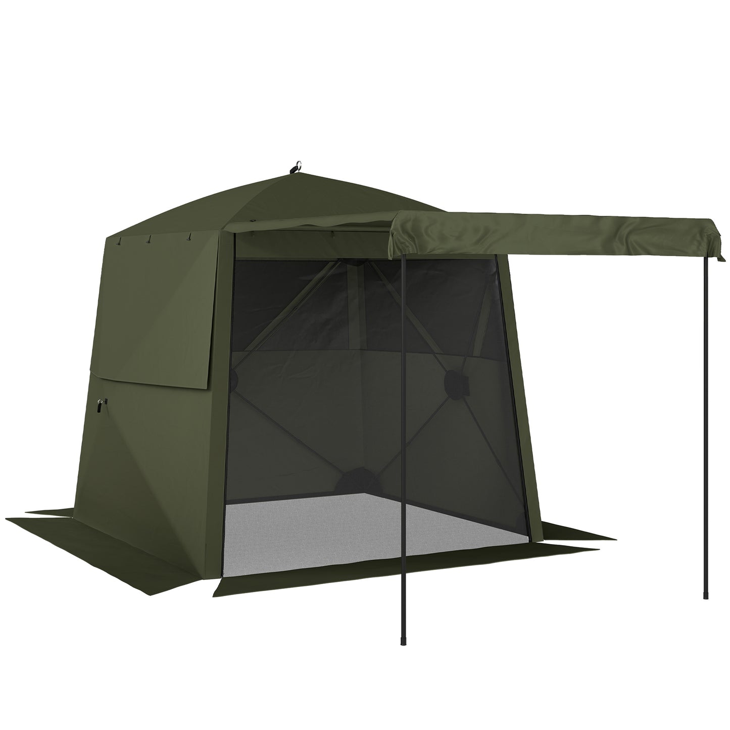 Pop Up Gazebo Waterproof Instant Shelter with Awning Mesh Windows for Camping Patio 2 x 2 m, Army Green