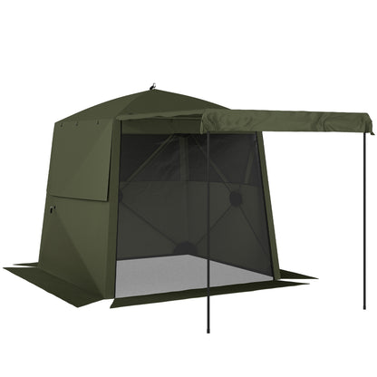 Pop Up Gazebo Waterproof Instant Shelter with Awning Mesh Windows for Camping Patio 2 x 2 m, Army Green