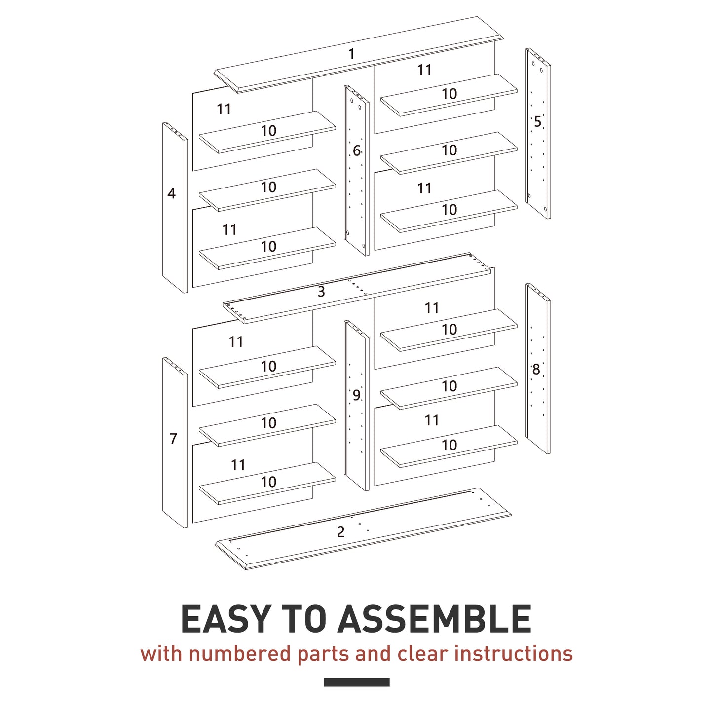 16-Compartment Media Shelf- White