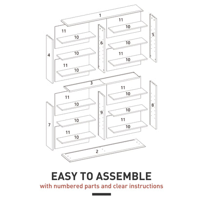 16-Compartment Media Shelf- White