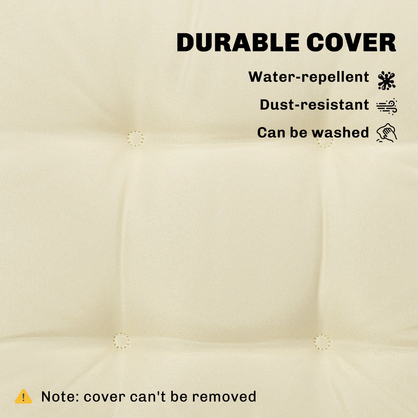 Set of 4 Garden Seat Cushion with Ties, 42 x 42cm Replacement Dining Chair Seat Pad, Cream White
