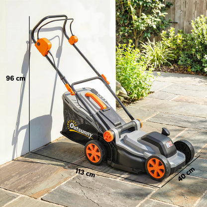 18V Cordless Lawnmower with 2 x 4Ah Batteries, Battery Lawn Mower with 34cm Cutting Width, Mulching Feature