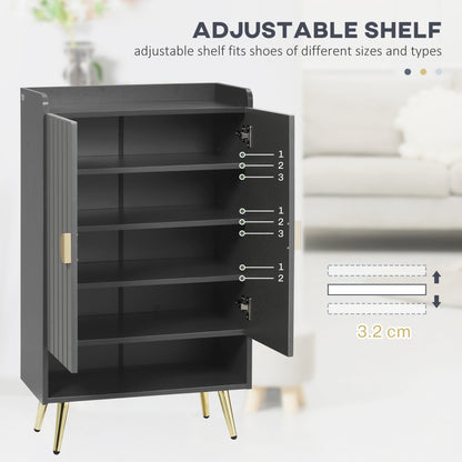 Modern Shoe Cabinet with 2 Doors, Open Shelf and Adjustable Shelves, 15 Pair Hallway Shoe Cupboard, Entryway Storage Unit