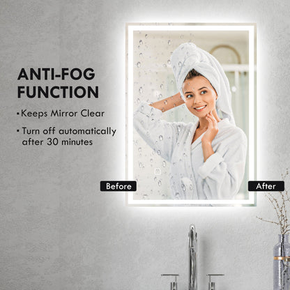 70 x 50cm LED Bathroom Mirror with Lights, Dimmable Makeup Mirror, Vanity Mirror with 3 Colour, Smart Touch, Anti-Fog