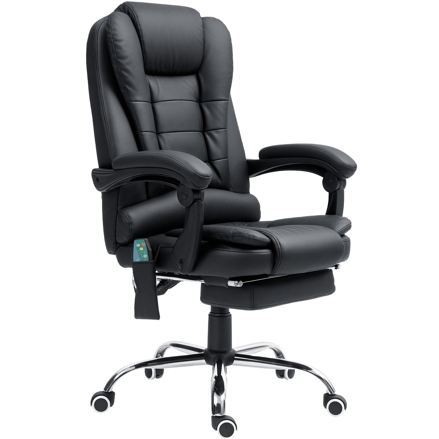 Office Chair with 6 Point Massage and Back Heat, PU Desk Chair with Footrest Adjustable Height and Swivel Wheels