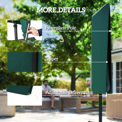 Garden Parasol Cover, Outdoor Patio Umbrella Protector Weatherproof Garden Patio for 2-4.6m Parasol, Dark Green