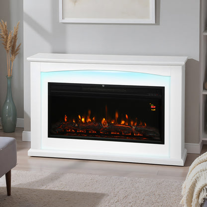 2000W 5118 BTU Faux Flame Fireplace - White