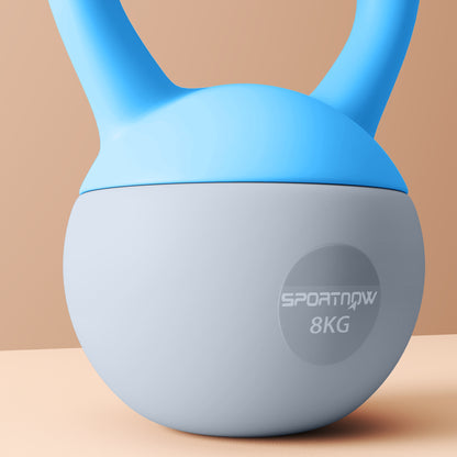 8KG Soft Kettlebell, Kettlebell with Non-Slip Handle for Home Gym, Weight Lifting, Strength Training, Light Blue/Grey