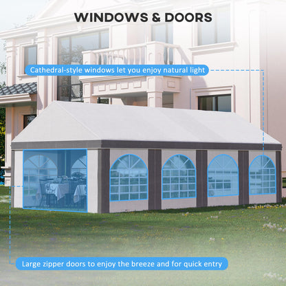 8m x 4m Marquee Gazebo with Sides, Level 4 Wind Protection & Waterproof, Light Grey