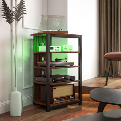 4-Tier Corner TV Stand with Storage, LED Lights, Cable Management, Small Entertainment Centre for TVs up to 29"