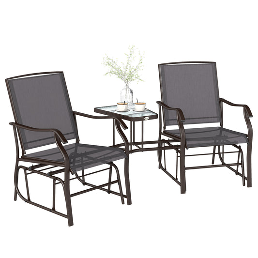 Gliding Jack and Jill Seat, with Glass-Top Table - Brown/Grey