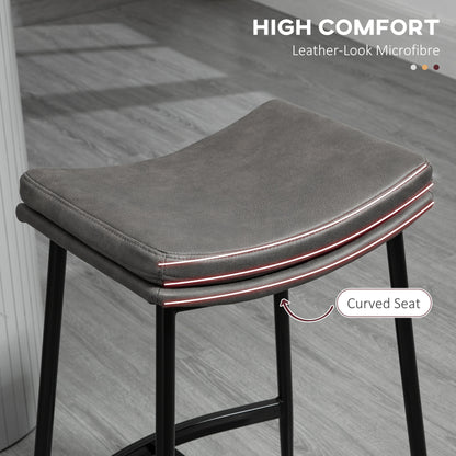 Breakfast Bar Stools Set of 2, Microfibre Upholstered Barstools