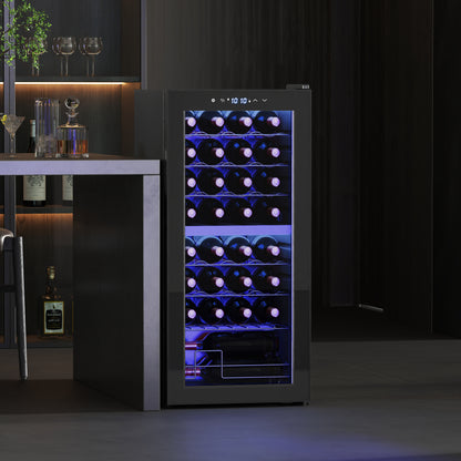 32-Bottle Narrow Wine Fridge, with Lights - Black