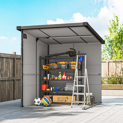 6 x 6ft Outdoor Storage Shed, Plastic Garden Shed with Windows and Air Vents, Outdoor Resin Tool Shed