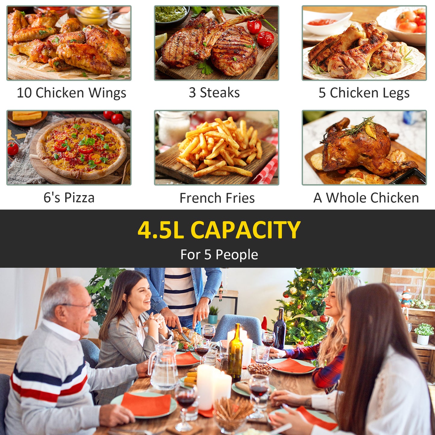 4.5L Air Fryer, 8-in-1 Digital Air Fryer Oven with Rapid Air Circulation, Temp Control & Timer, Non-stick Basket