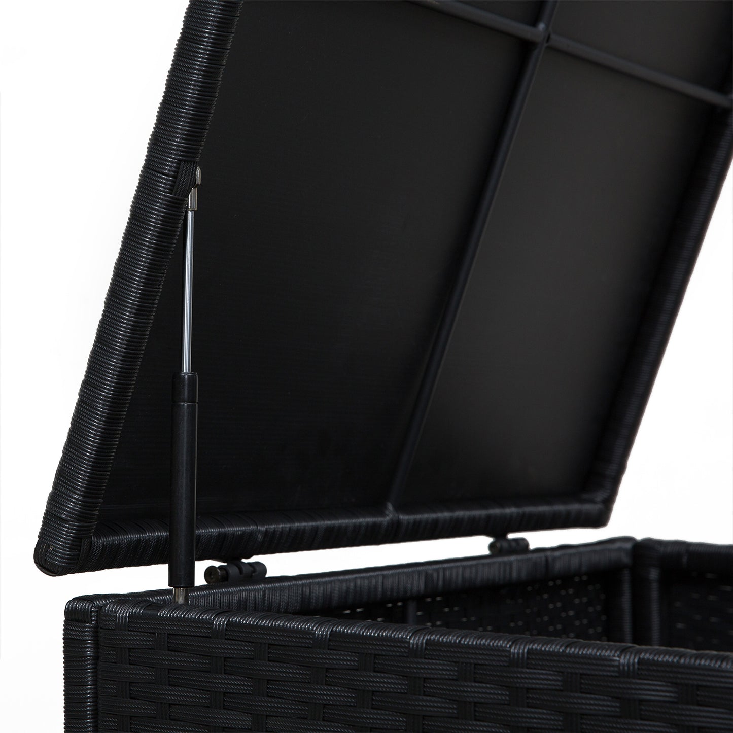 4 Seater Rattan Garden Furniture Set with Storage Box, 2 Drawers Coffee Table, Black