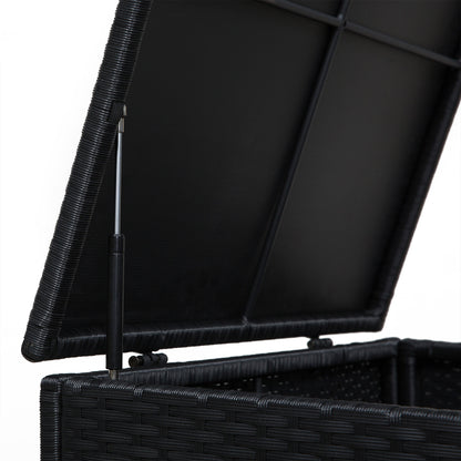 4 Seater Rattan Garden Furniture Set with Storage Box, 2 Drawers Coffee Table, Black
