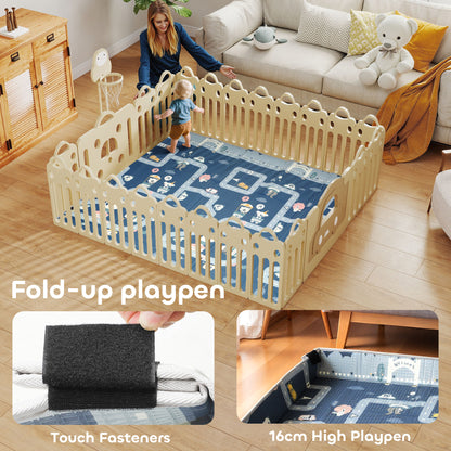 Foldable Baby Play Mat, Baby Playpen, Reversible Foam Playmat, Floor Mats for Toddlers, Traffic and Grey Diamond Theme