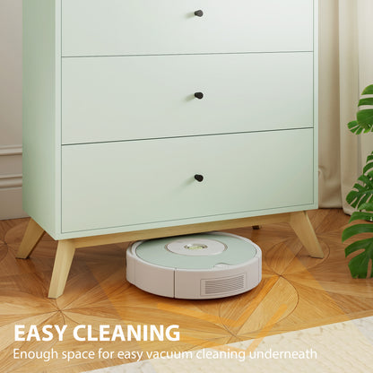 4 Drawer Storage Cabinet, Chest of Drawers for Bedroom Living Room, Light Green and Oak