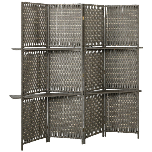 Wave Fibre Freestanding Folding Privacy Screen Panels, Room Divider, Grey