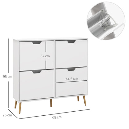 Shoe Storage Cabinet, 4 Flip Drawers, Shoe Organizer for 8-16 Pairs of Shoes, White