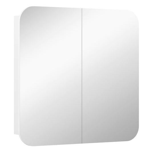 Arched Bathroom Mirror Cabinet with Adjustable Shelves - White
