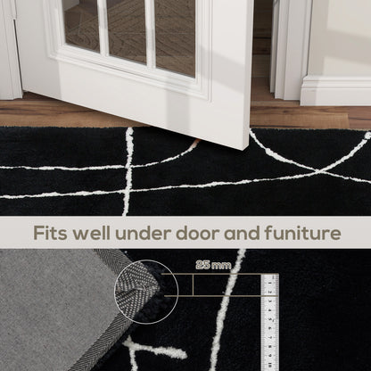 Modern Fluffy Area Rug, Geometric Pattern Washable Rug, Soft High Pile Floor Carpet for Living Room, Bedroom, Dining Room