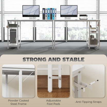 Computer Desk, with Power Sockets - White