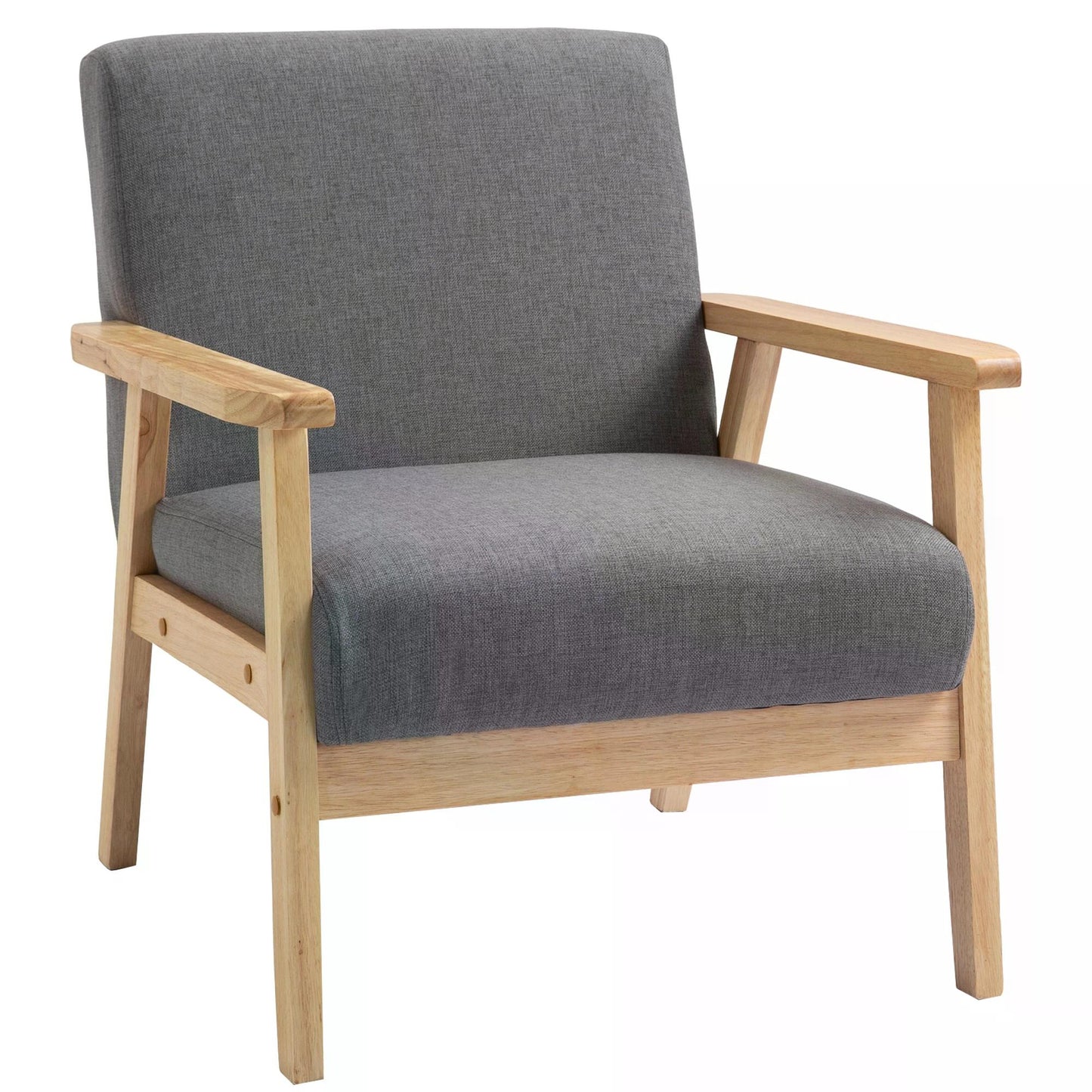 Minimalist Wooden Accent Chair with Padded Seat