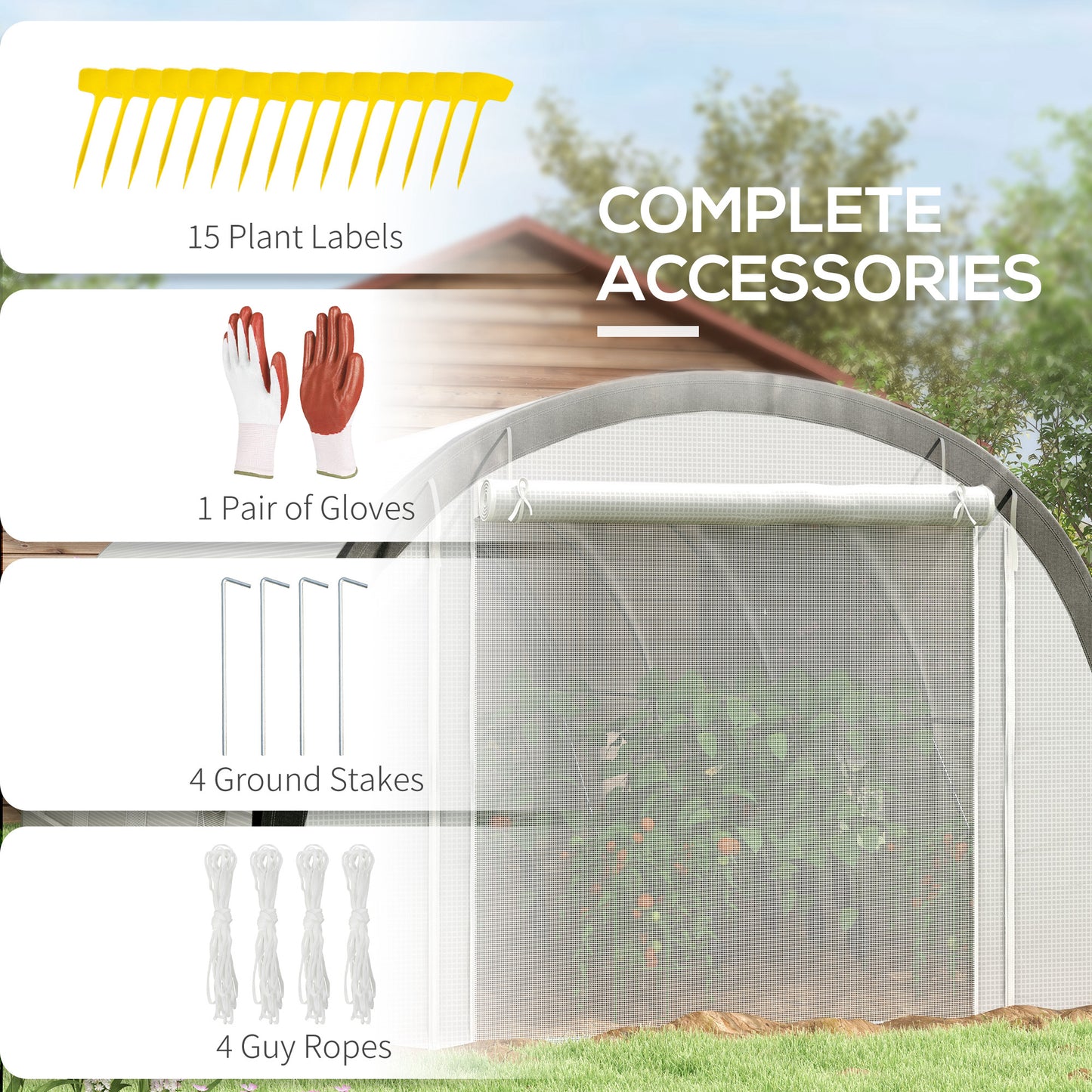 6x3m Polytunnel Greenhouse for Seedlings & Plants Upgraded Structure Mesh Door Windows, White